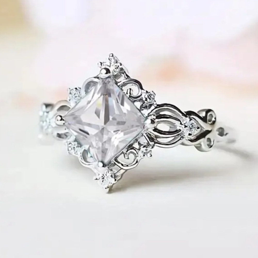 Dainty Blue Silver Victorian Inspired Ring - Picture 5 of 13